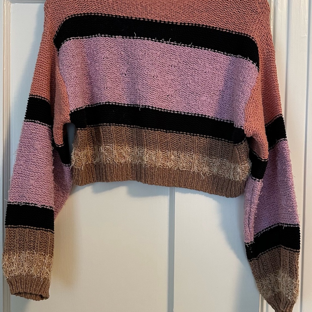 Urban Outfitters Pink and Black Striped Sweater